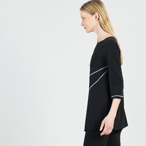 NWT Black tunic top with white angular lines by Clara Sunwoo. - Picture 2 of 3